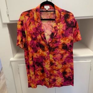 Avery Top - Song of Style REVOLVE Tie Dye short sleeve button up top red/orange